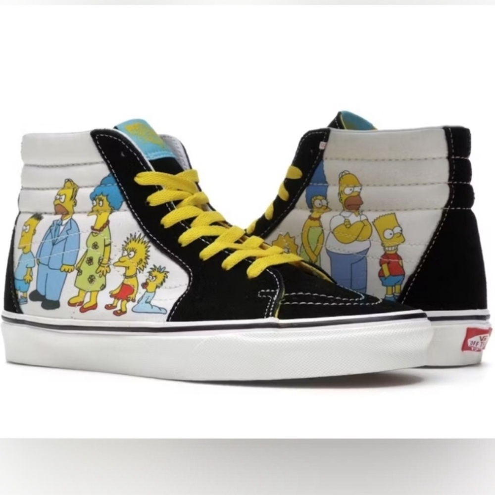 The Simpsons  High-Top Canvas VANS men’s 10.5 Sneakers - Black/White/Yellow